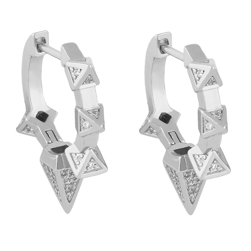 New Simple Geometric Diamond Earrings display picture 5