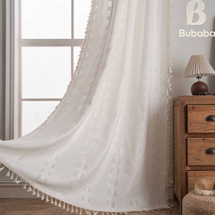 Cloth dad Amazon jacquard multi-line hollow design finished curtain Bohemian semi-shading curtain wholesale