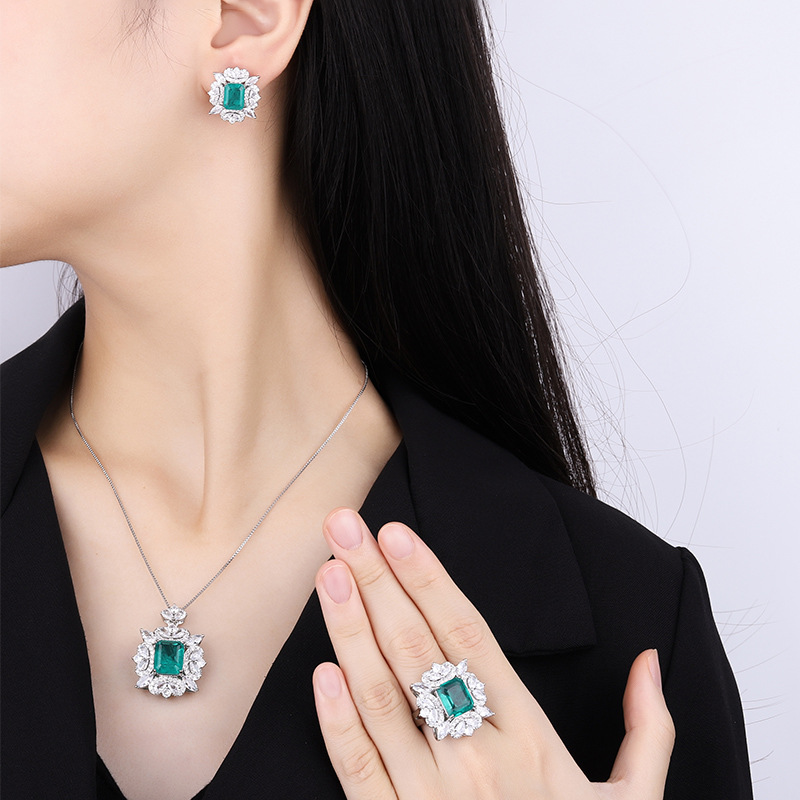 Zhuang Sheng joyería cobre Fondo chapado en oro Nueva simulación abuela verde rectangular luz textura de lujo traje 10*12-7*9