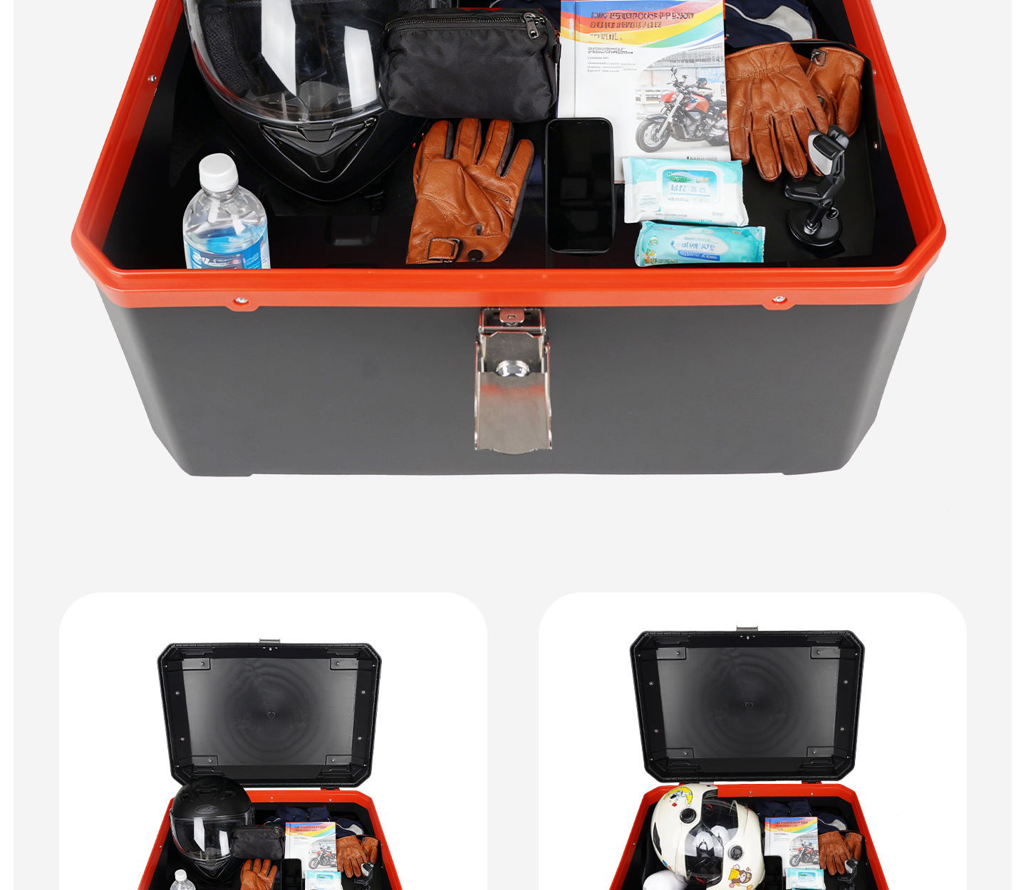 Motorcycle Trunk with Extra Large 80L Capacity, Universal for Electric Vehicles, Rainproof and Waterproof Delivery Box, Anti-Fall and Anti-Pressure Trunk