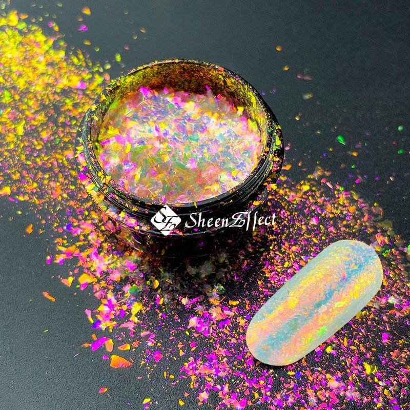巽菲特日式透明变色龙冰晶高闪雪绒粉欧泊粉眼影指甲粗片批发