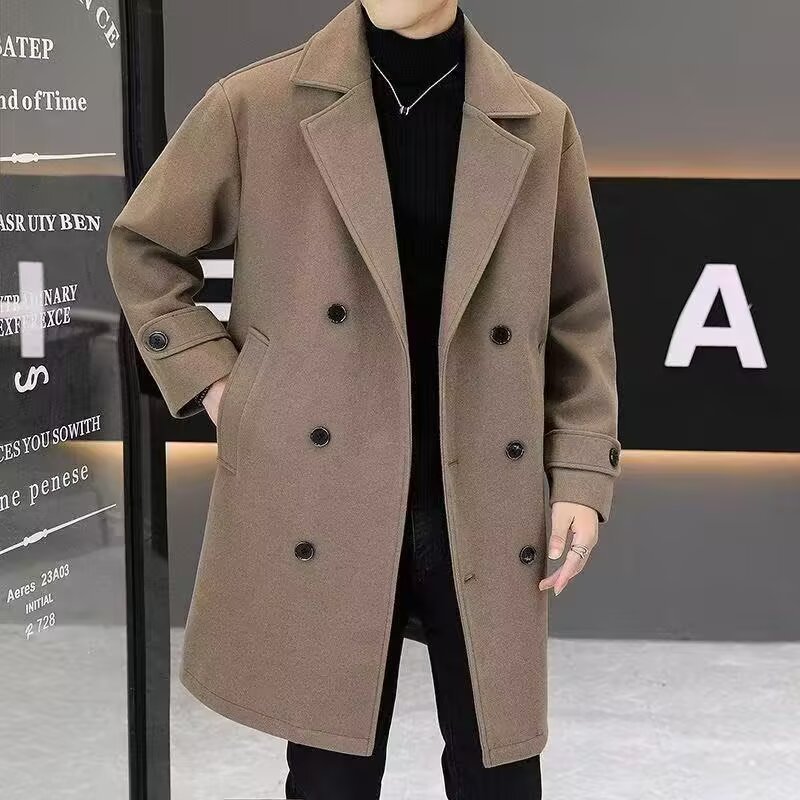 Pure wool design, elegant and slimming double-faced wool coat, high-end French style wool coat for men and women, winter.