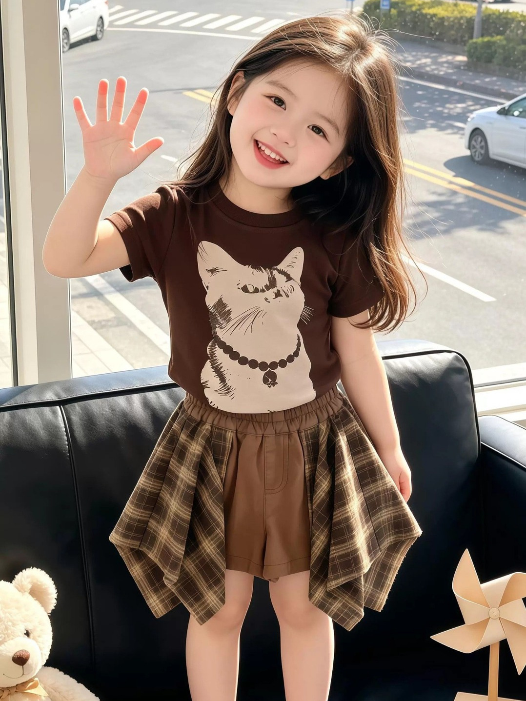 Summer retro children's short sleeve T-shirt
