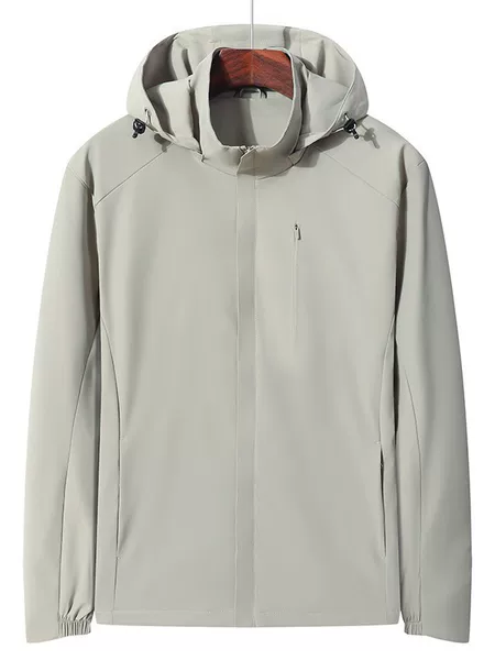 26 Autumn Stretch Windbreaker Single-Layer Jacket Outdoor Casual Hooded Couple's Solid Color Hiking Jacket Windproof Sun-Protective Coat