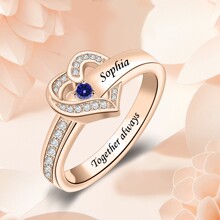 定制刻字戒指925纯银刻字镶嵌生日石戒指女欧美时尚跨境首饰饰品