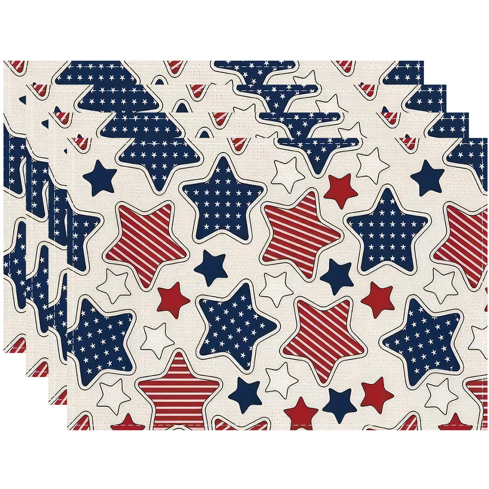 Transfronterizos lino almohadilla de mesa Aliexpress TEMU Amazon almohadilla de mesa cuadrada búfalo rojo almohadilla de Navidad Día de la Independencia