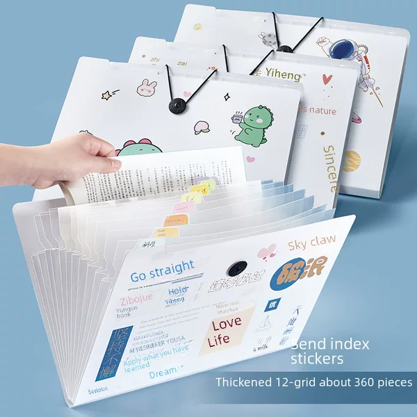 Accordion Bag A4 Student Large-Capacity Multi-Layer Test Paper Storage Bag Information Classification and Organization Simple Plastic Folder