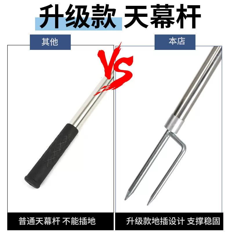 Telescopic Canopy Pole Set, Stainless Steel, Adjustable 1.5–3.0 m, Full Kit