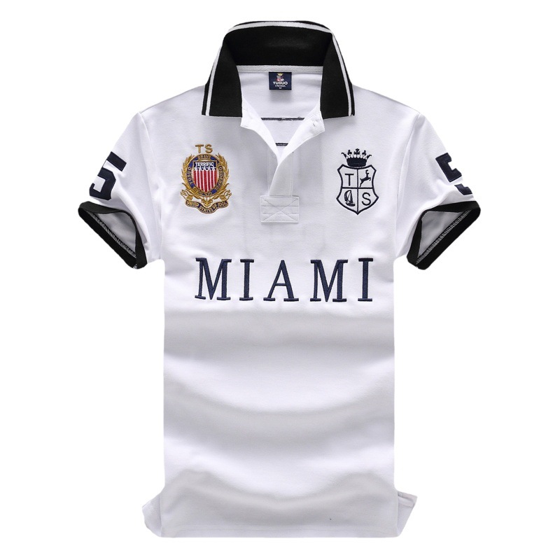 Nuevo polo de manga corta para hombre, Miami, EE. UU., AliExpress, deportes y ocio, algodón, talla europea, talla grande