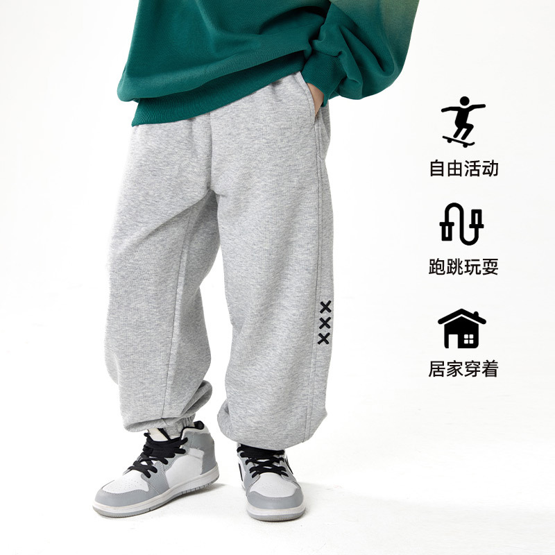 HUZHOU ZHILI 아동복 2025 봄 면화 소년 캐주얼 운동복 팬더 YUANYUAN 중대형 어린이 스포츠 바지