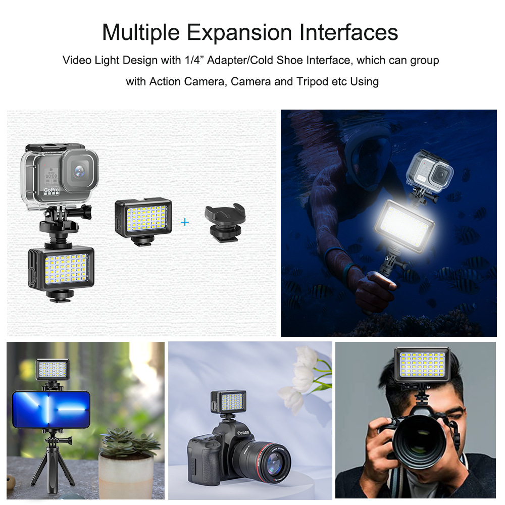 Luz de relleno para vídeo submarino Sea Frog, luz de fotografía adecuada para cámara de acción Gopro DJI Action5, resistente al agua hasta 40 metros