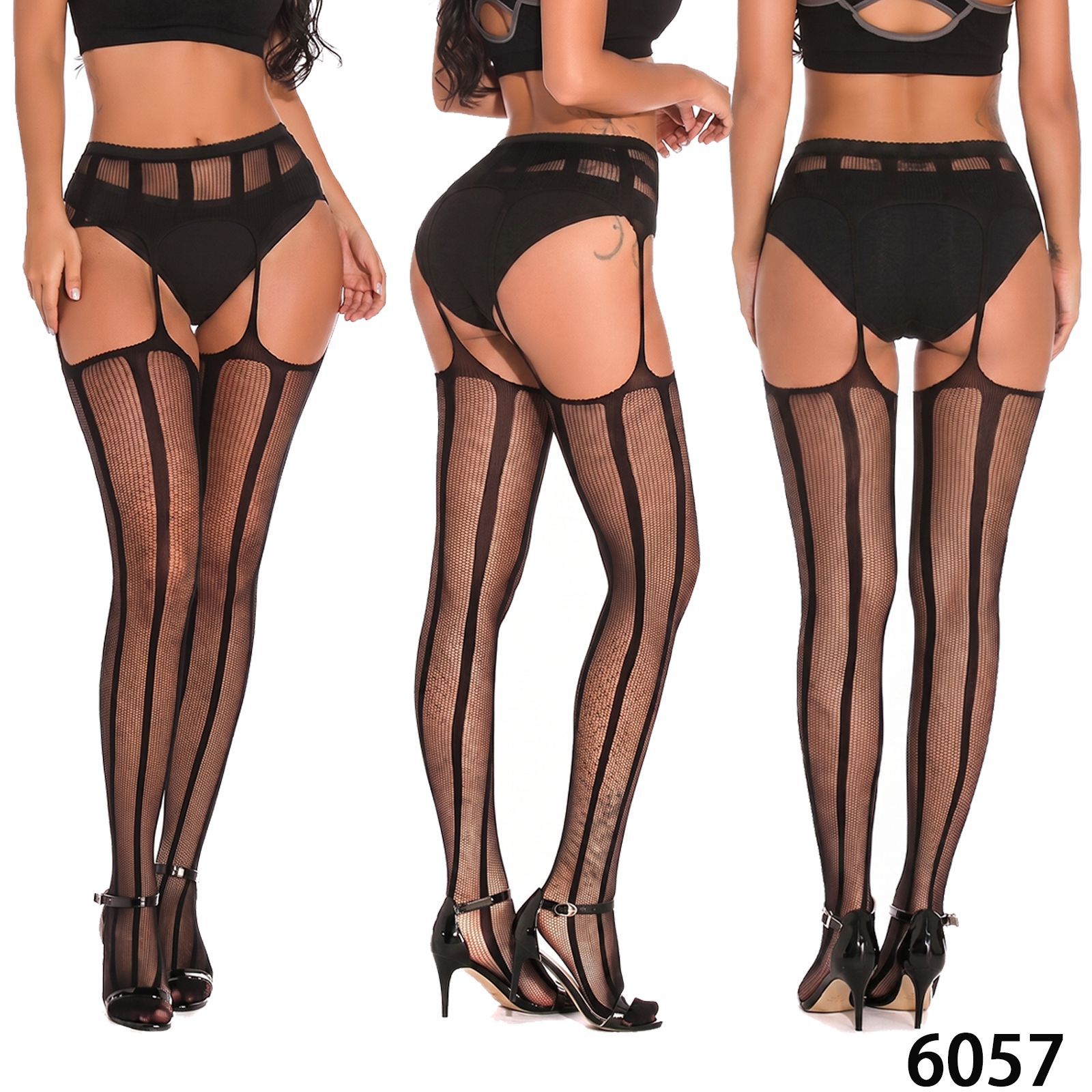 Mulheres transfronterizas calcetines de red de entrepierna abierta una sola calcetines de fondo sexy sin calcetines de red de pesca unidos