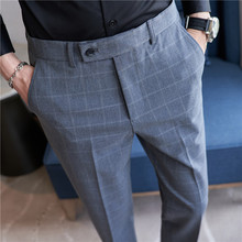一件代发新品男裤  色织质感条纹西裤男士弹力休闲裤修身小脚裤
