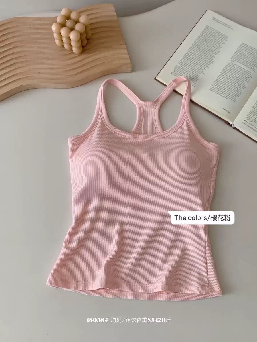 18038 Air sense EBB chaleco con almohadilla para el pecho y cuello colgante chaleco de espalda hermosa mujer casual dopamina blusa de espalda abierta