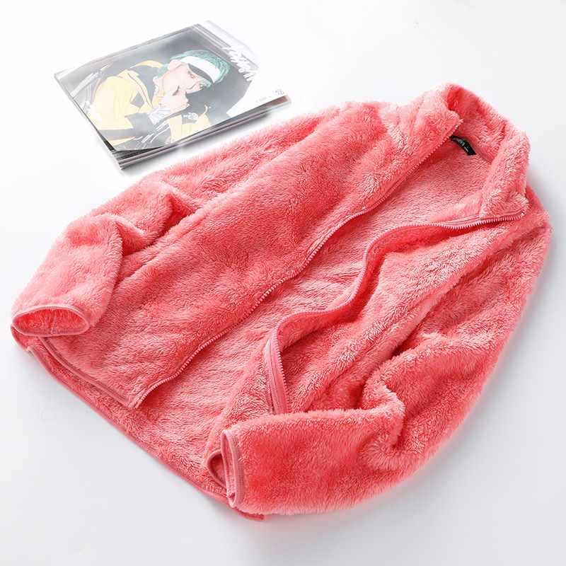 Group Purchase Coral Fleece Jacket for Women, Outdoor Couple Fleece Coat, Autumn and Winter Trendy Fashion Double-Sided Fleece Stand Collar Cardigan, Warm