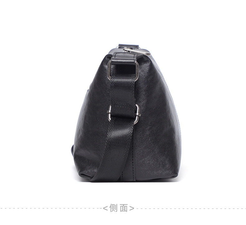 Túi đeo chéo nam da bò thật thuộc da thực vật, túi đeo vai nhẹ, túi du lịch mềm 29×11×17 cm — Màu đen chi tiết 15