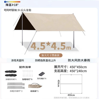 picnic equipment, Avtomobil yan çətirləri - square4545mcan-accommodate-approximately-8-12-people-silver-glue