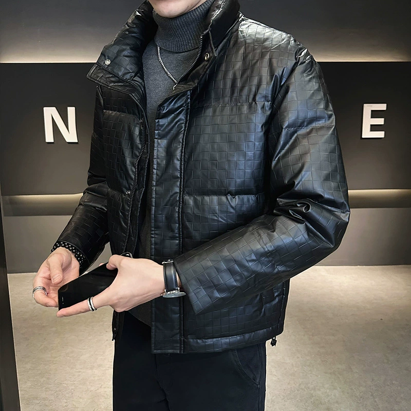 Кожаный пуховик в стиле владельца магазина, мужское модное мужское пальто B320-2399