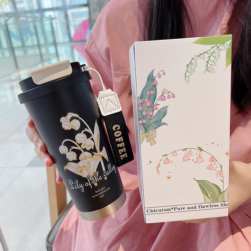 316ステンレスコーヒーカップ保温カップ学生高颜値随行カップ車載二重飲ストローカップカスタマイズ|undefined