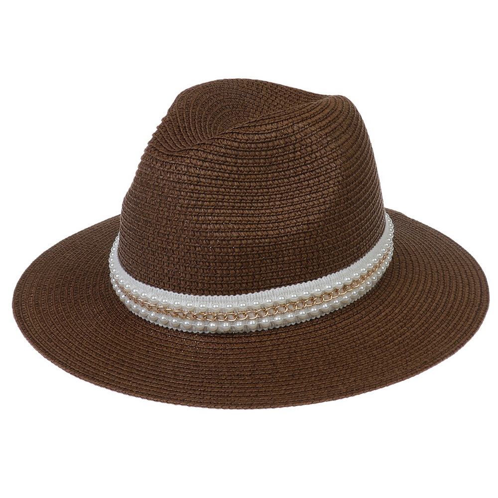 للجنسين أنيق أسلوب بسيط اللون الصامد طنف كبيرة قبعة فيدورا display picture 3