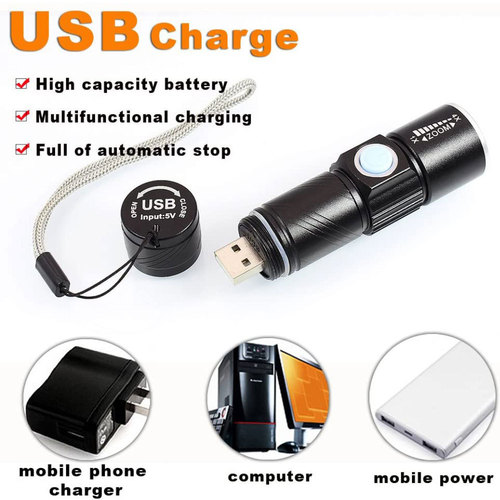 395nm UV flashlight USB rechargeable LED banknote detector UV glue curing fluorescent agent detection ultraviolet lamp