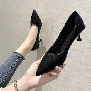 High Heels, Women's Bridesmaid Shoes, Wedding Shoes, Fashionable and Not Tiring, Soft Leather Cat Heel Shoes, French Stiletto Heels, Pointed Toe Interviews