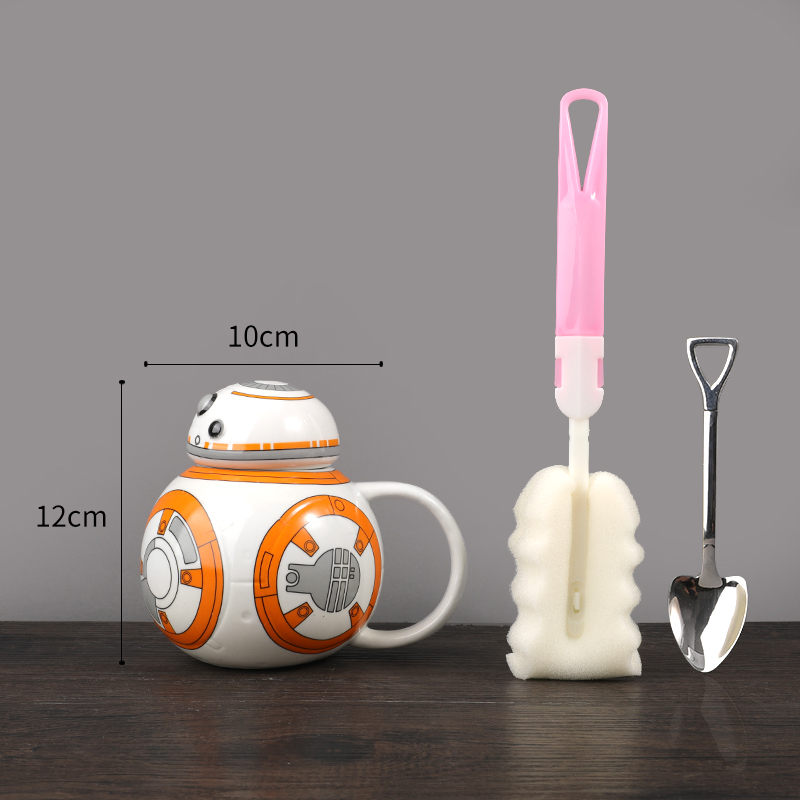 Tendencia creativa transfronteriza taza de gran capacidad con cubierta con cuchara taza de cerámica Star Wars taza de agua