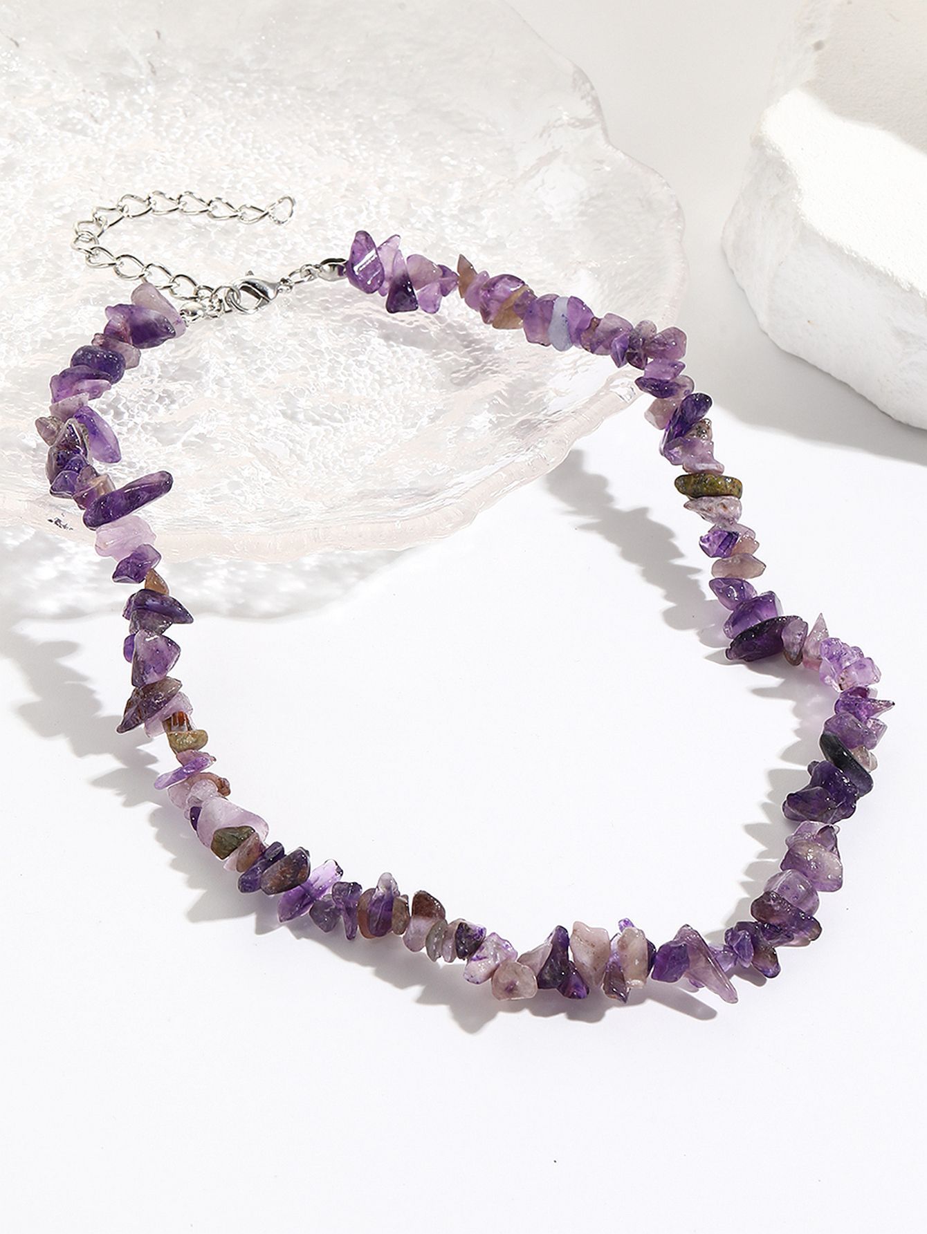 nouveau collier de perles en pierre de couleur collier de clavicule en pierre naturelle accessoires de collier design bijoux de niche_voghion.com