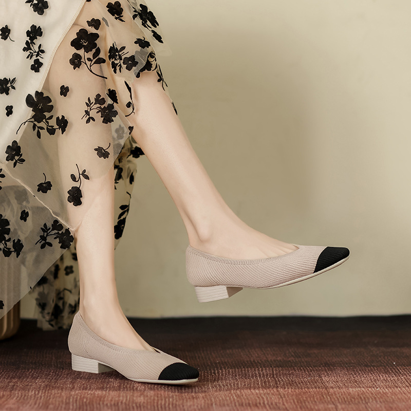 New Mid-heel Japanese Princess Flying Weaver Women's Shoes Woven Breathable Fashion Shallow Mouth Soft Bottom Amazon Foreign Trade Women's Shoes