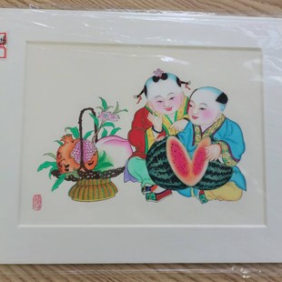 Festive and Auspicious Family Hanging Painting, Nanfu Yang Liu New Year Painting, Boy Holding Carp, Lotus to Attract Wealth Every Year, Boy