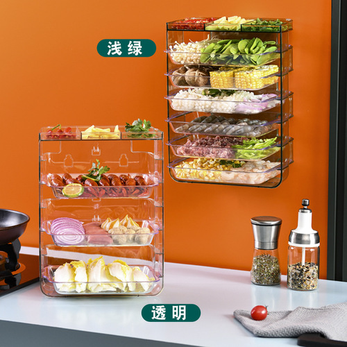 Transparent wall-mounted food preparation tray, portable punch-free rectangular side dishes, household hot pot tray, kitchen drain tray