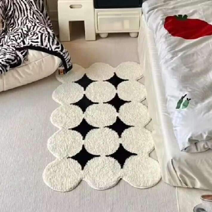 北欧シンプル風家庭用厚手植毛じゅうたん客間寝室ベッドサイド絨毯異形長パイル書斎滑り止め絨毯