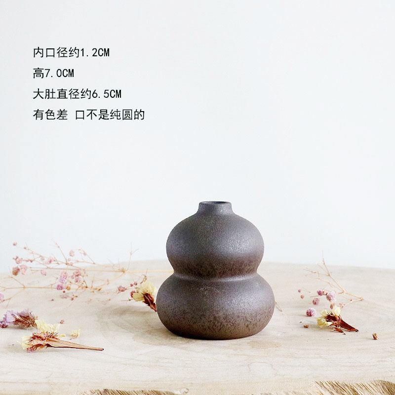 迷你水培小花瓶陶瓷复古餐桌装饰品摆件办公室桌面绿植铜钱草茶玩|undefined