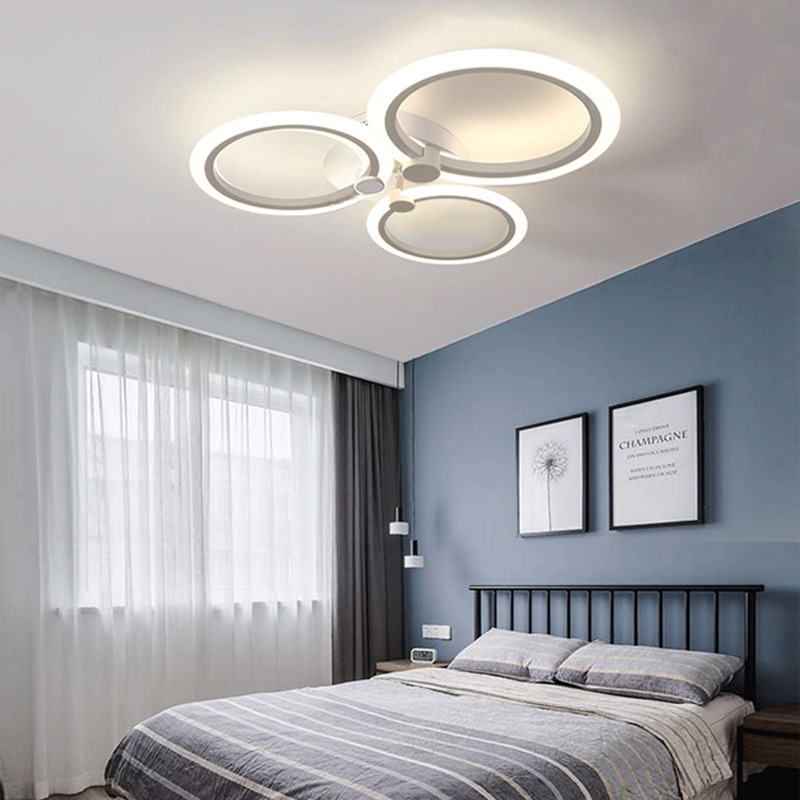 Sala de estar LED lámpara del dormitorio post-moderna nueva lámpara de techo comedor Sala de Libros Blanco oscurecimiento de iluminación lámparas de arte