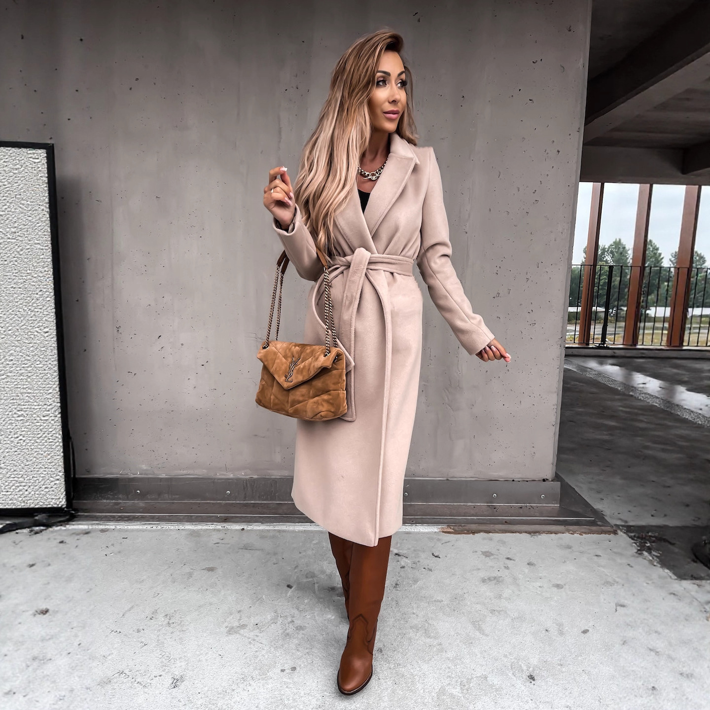 Abrigo de Lana con Cinturón para Mujer, Cuello en V, Manga Larga, para Otoño e Invierno