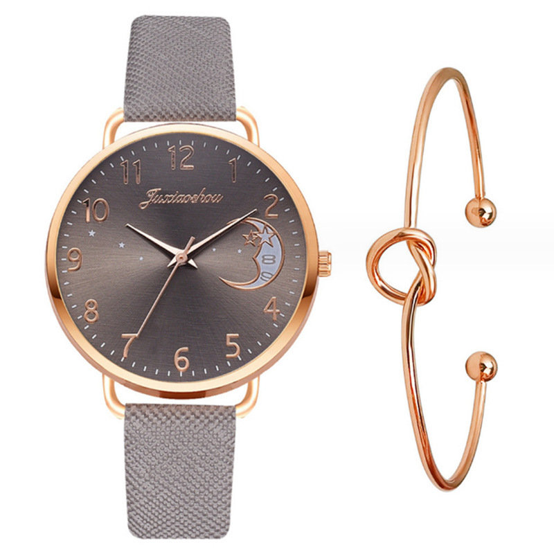 hot products Star Moon pattern Women's Watch simple belt student bracelet suit watch_voghion.com