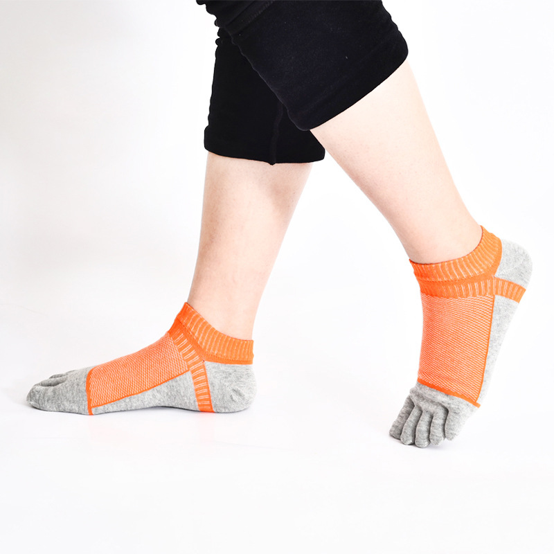 Calcetines de cinco dedos Algodón peinado de los hombres Cuatro estaciones Calcetines cortos gruesos medianos Malla transpirable calcetines en caja fábrica al por mayor calcetines de algodón