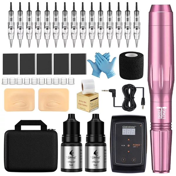 Semi-Permanent Tattoo Instrument, Eyebrow Tattoo Machine, Beauty Makeup Beginner Tattoo Set, Tattoo Needle, Eyebrow and Eye Practice, Skin Tattoo Supplies
