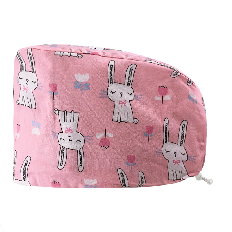 Gorro redondo de algodón puro para hombre y mujer, gorro bonito con estampado de UCI quirúrgico y hebilla, gorro de trabajo ajustable para médico y Hospital, gorro de enfermera