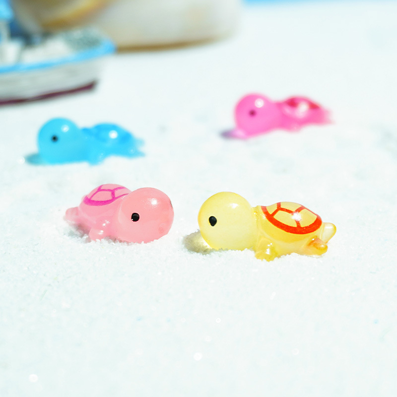 Decoración de tortuga luminosa, accesorios de bolsa ciega de micro paisaje, peceras de musgo, artesanías de resina de paisajismo, adornos de escritorio