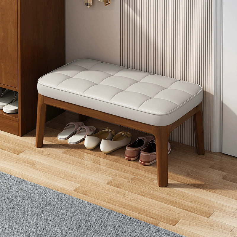 Оптовая продажа стула для смены обуви из цельного дерева для домашнего обихода