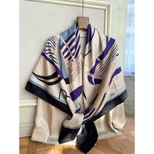 高版本祝羽捷同款丝绒围巾双面同色大方巾法式格调真丝羊绒披肩女