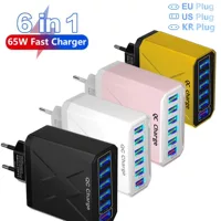 Сетевое зарядное с подсветкой, 6USB быстрая зарядка QC3.0, мультипортовый блок питания, европейский/американский/британский/корейский стандарты