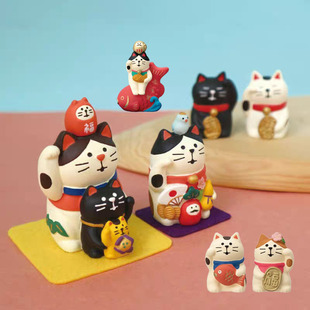 Lucky Cat Japanese Style Cat Home Store Office Opening Feng Shui Ornament Dashboard Car Ornament Resin Figurine