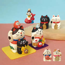 招财猫日式猫家居门店办公室开业风水摆件中控台车载摆件树脂手办