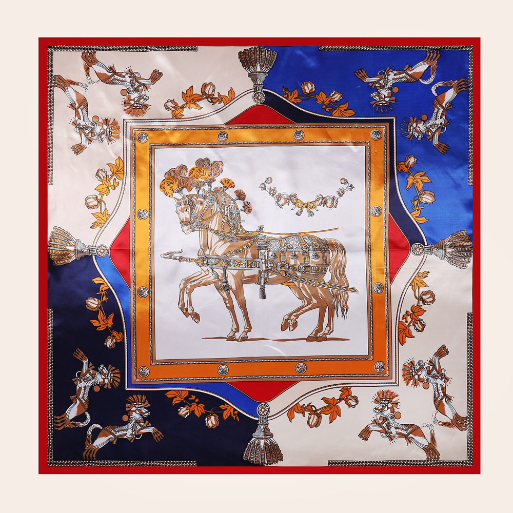 Elegant Horse Satin Printing Silk Scarves display picture 3