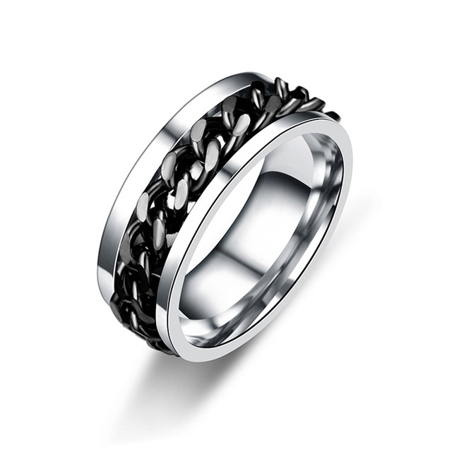 Simple Style Geometric Titanium Steel Chain Men's Rings display picture 9