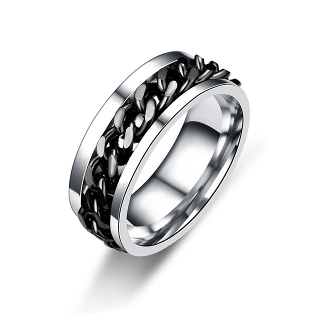 10g Weight Rings Classification 10, 8, 9 Ring Size 1 Piece Quantity Daily Occasion Titanium Steel Material Geometric Pattern Men's Gender Chain Design Simple Style Style Simple Style Geometric Titanium Steel Chain Men's Rings 8