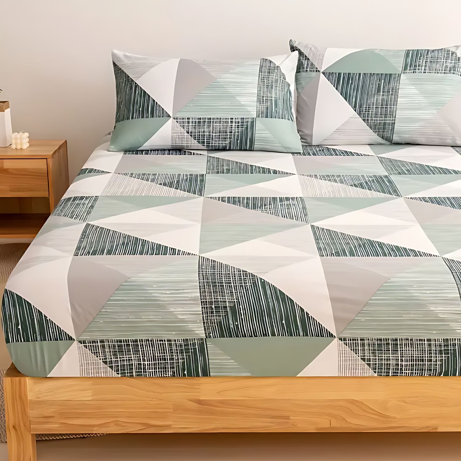 TEMU / JIT triángulo geométrico impresión digital 3D suave cama cómoda camisa colchón set de ropa de cama