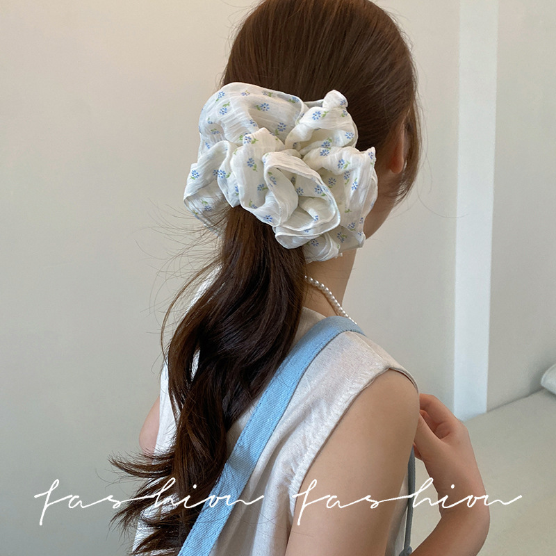 小清新碎花网纱大肠发圈女高弹力扎头发绳耐用头绳不伤发头饰甜美|undefined
